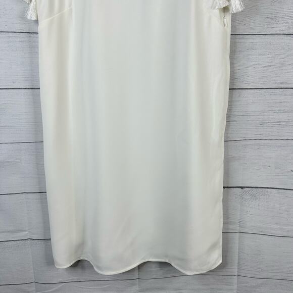 Lulus Womens size Small Iced Latte White Shift Dress Tassel Sheer Mesh ad02358 - Picture 6 of 12